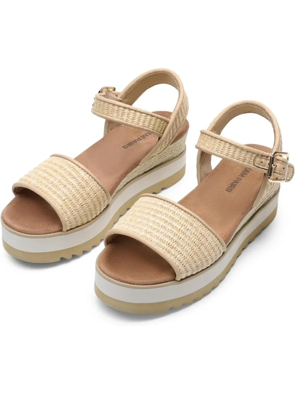 Women's Platform Wedge Sandals Ankle Strap Raffia Open Toe Comfortable Shoes - Picture 6 of 6